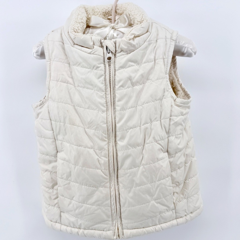 BabyGap Warmest Vest Kids 4Y Cream Quilted Sherpa Lined Puffer 739466-00